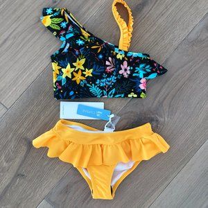 NWT Cupshe Girls Floral Ruffle Bikini - 4T